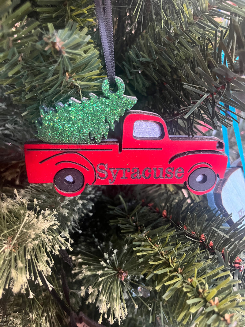 Vintage Red Truck Syracuse Ornament